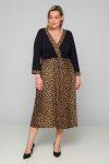 Γυναικείο Φόρεμα Ζέρσεΐ Μαύρο & Λεοπα  Μέρος  Plus size