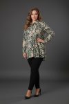 Γυναικεία Πουκάμισο Over Size Μοτίβο Πράσινο Viscose Ελαστικό Curve-Plus Size