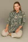 Γυναικεία Πουκάμισο Over Size Μοτίβο Πράσινο Viscose Ελαστικό Curve-Plus Size