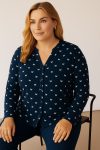 Γυναικεία Πουκάμισο Viscose Μπλε blue with butterflies Ελαστικό Curve-Plus Size