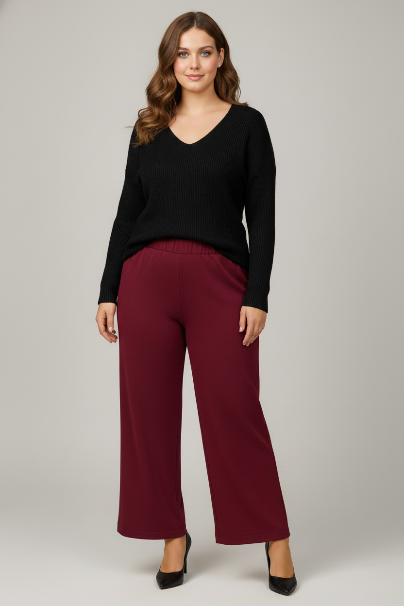 Γυναικεία Παντελόνα πολύ ελαστική Μπορντό Plus Size