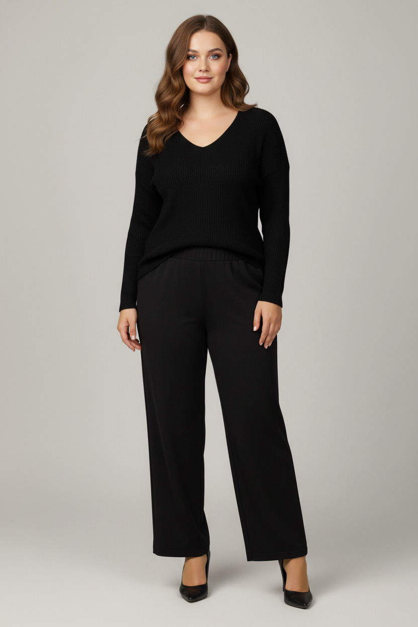 Γυναικεία Παντελόνα πολύ ελαστική Μαύρη Plus Size