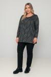 Γυναικεία Μπλούζα Xνουδωτό βισκοζ Over Size Γκρι/Ασημί  με Μοτίβο Curve-Plus Size