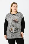 Γυναικεία Μπλούζα Xνουδωτό βισκοζ Two flowers Over Size Curve-Plus Size