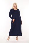 Γυναικείο Φόρεμα Μακρύ Viscose Μπλε Mε Τσέπες & Φούντες Plus size