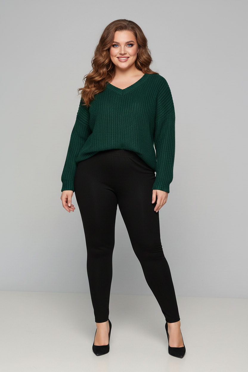 Γυναικείο Κολάν Μπλε & Μαύρο Βαμβακερό Με Λάστιχο Plus size