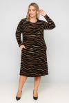 Γυναικείο Φόρεμα Viscose Χνουδωτό Print Zebra Midi Με Τσέπες Plus size
