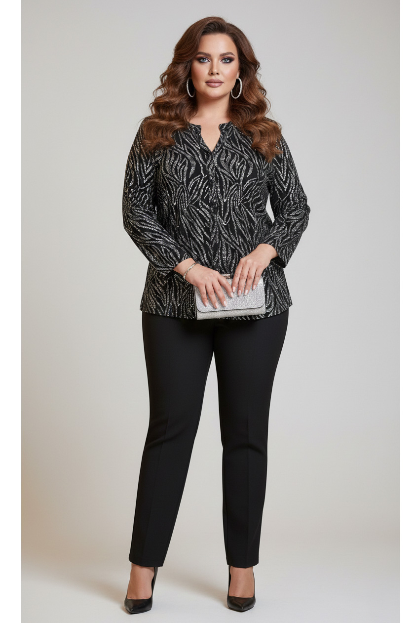 Γυναικείο Πουκάμισο Viscose Μοτίβο - Zevra Plus Size