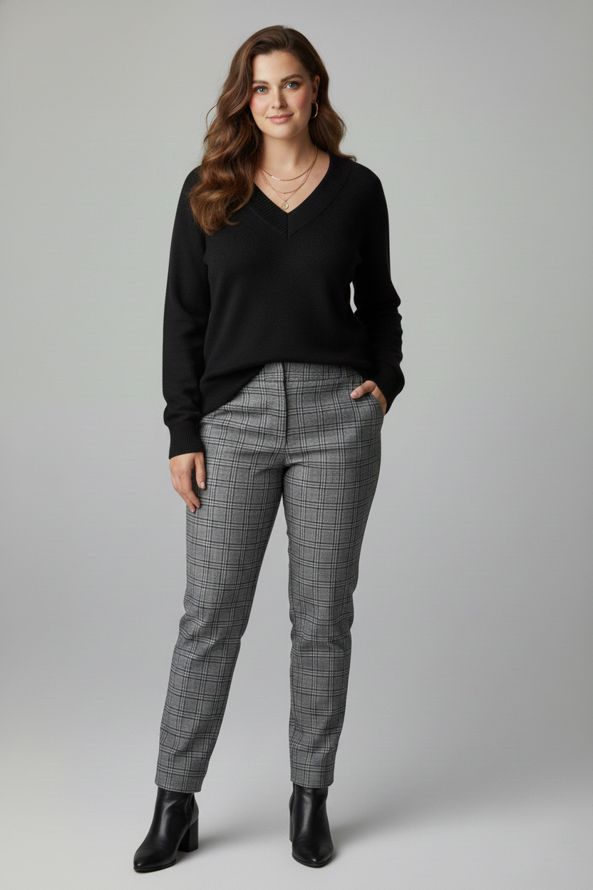 Γυναικεία Μπλούζα Πλεκτή ελαστική V Μαύρο Χρώμα Curve-Plus Size