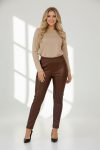 Γυναικείο Παντελόνι Δερματίνη Κολάν Καφέ Curve-Plus Size