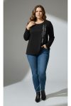 Γυναικεία Μπλούζα Viscose Μαύρη με σχέδια αφηρημένα  Plus Sise