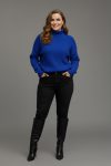 Γυναικεία Μπλούζα Πλεκτή Μπλε Ζιβάγκο ελαστική Χρώμα Curve-Plus Size