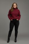 Γυναικεία Μπλούζα Πλεκτή Μπορντό Ζιβάγκο ελαστική Χρώμα Curve-Plus Size