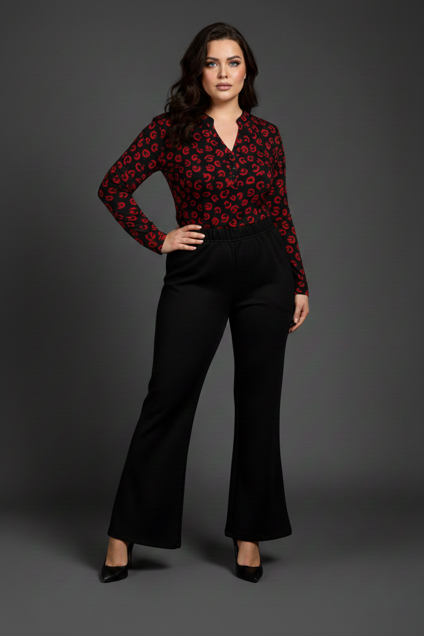 Γυναικείο Παντελόνι Φούτερ Καμπάνα Με Λάστιχο, αχνούδιαστο Plus size