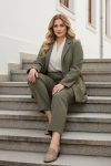 Γυναικείο Σετ Σακάκι Blazer Over Size & Παντελόνι  Χακί Plus Size
