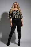 Γυναικεία Μπλούζα  Boho-Chic με Ethnic Μοτίβα & Λεπτομέρεια Κορδόνι-Plus Size