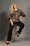 Γυναικείο Σετ Μια αέρινη Μπλούζα animal print & Παντελόνι από ζέρσεϊ Ύφασμα Plus Size