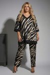 Γυναικείο Σετ Μια αέρινη Μπλούζα Zevra animal print & Παντελόνι από ζέρσεϊ Ύφασμα Plus Size