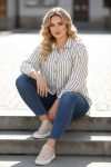 Γυναικείο Oversized Ριγέ Πουκάμισο σε Άνετη Γραμμή Striped Relaxed Shirt Plus Size