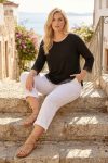 Γυναικεία Μαύρη Μπλούζα Viscose με Λεπτομέρειες Δαντέλας & Μανίκι 3/4 Curve-Plus Size