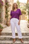 Γυναικεία Μπλούζα Μοβ Viscose-Blend με Crochet Λεπτομέρειες-Plus Size