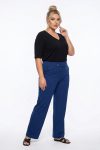Γυναικείο Παντελόνι Φαρδύ Μπλε-Ρουά Κρεπ Plus Size
