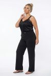 Γυναικείο Παντελόνι Φαρδύ Μαύρο  Κρεπ Plus Size