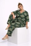Γυναικεία Σετ Summer Boho Chic Set – Deep Green & Paisley Pattern Plus Size