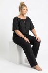 Γυναικείο Σετ 2 PCS  loose μπλούζα & παντελόνα – Μαύρο- Plus Size