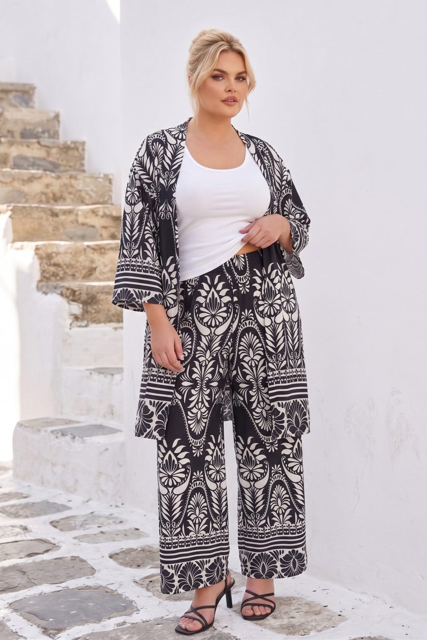 Γυναικείο Κιμονό Boxo  boho-ethnic μοτίβο Με ζώνη - Plus Size