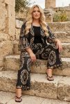 Γυναικεία Παντελόνα Lux Baroque" με Εκρού Λεπτομέρειες Plus Size