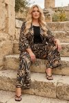 Γυναικεία Παντελόνα Animal Print Παντελόνα  – Camel/Black Plus Size