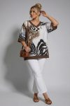 Γυναικεία Μπλούζα Γυναικεία Τουνίκ με Mix Animal Print & V Λαιμόκοψη-Plus Size