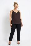 Γυναικείο Τοπ Ραντάκι ,Καφέ Με Δαντέλα στο V-Plus Size
