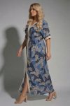 Γυναικείο Maxi Floral Φόρεμα με Crochet Λεπτομέρειες - Μπλε/Beige-Plus Size