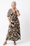 Γυναικείο Μάξι Κρουαζέ Boho Μάξι Wrap Δίχρωμο Φόρεμα - Γήινες Αποχρώσεις-Plus Size