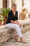 Γυναικεία Εντυπωσιακή Κρουαζέ Viscose Μπλούζα  Μαύρο Χρώμα