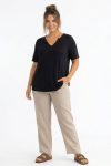 Γυναικεία Μαύρη vicose" Γραμμή με Ιδιαίτερο V-Neck – Διαχρονική Κομψότητα