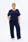 Γυναικείο Σετ Μπλε Μπλούζα & Παντελόνι Sport Chic-Plus με Ρίγα
