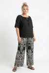 Γυναικείο Σετ Μπλούζα Μαύρη & Παντελόνα  Ethnic Mandala Print (Black & White)- Plus Size