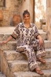 Γυναικείο Boho  Σετ Παντελόνα & Πουκάμισο – Ethnic Print σε Εκρού