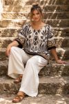 Γυναικεία Boho Chic Ethnic Tunika – Loose Fit Blouse με Folklore Prints & Camel Λεπτομέρειες