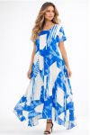 Γυναικείο Φόρεμα Ασύμμετρο Viscose Εντυπωσιακό Μπλε Μοτίβο Viscose -Plus Size