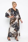 Καφτάνι Maxi με Animal Print Mix & Λεπτομέρειες Δαντέλας-Plus Size