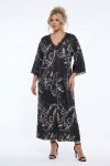 Καφτάνι Maxi Floral Μαύρο & Λεπτομέρειες Δαντέλας-Plus Size