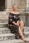 Maxi Φόρεμα με 'Εξω 'Ωμους – Καφέ-Plus Size