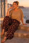 Γυναικείο  Σετ "Earthy Blooms" – Παντελόνι 100% Viscose , Μπλούζα  λινό & ρεγιόν