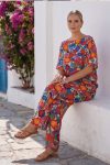 Γυναικείο Σετ Aura" Floral Viscose Παντελόνα και Μπλούζα – Limited Edition
