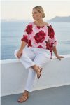 Γυναικεία Floral Μπλούζα με Έντονα Τριαντάφυλλα & Αέρινη