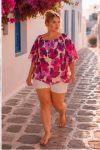 Γυναικεία Μπλούζα Floral Pink Viscose Blouse